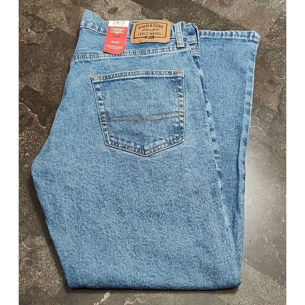 LEVI STRAUSS SIGNATURE GOLD PREMIUM FLEX RELAXED NWT JEANS 34 X 29